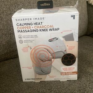 Massaging Knee Wrap - Sharper Image, Calming Heat. Copper + Charcoal